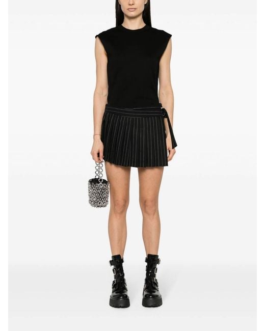 Rabanne Black Cotton T-Shirt With Chain Detail