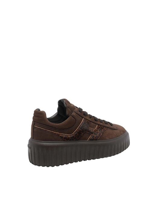 Hogan Brown H-Stripes Sneakers