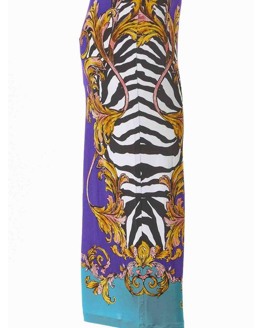 Versace Jeans Couture Blue Baroque Zebra Skirt