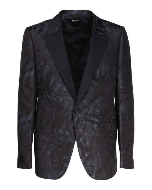 Zegna Black Linen And Silk Elegant Jacket for men