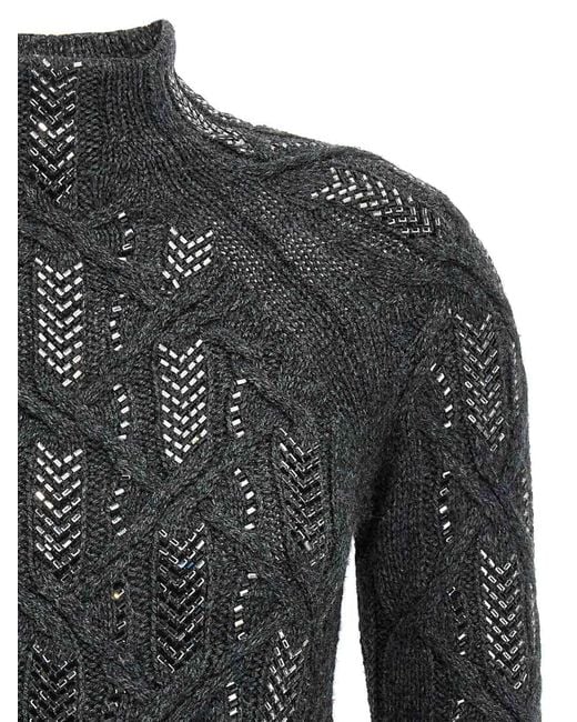 Ermanno Scervino Black Crystal Braid Sweater