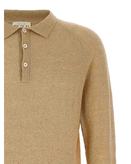 Ma'ry'ya Natural Boucl Cotton Polo Shirt for men