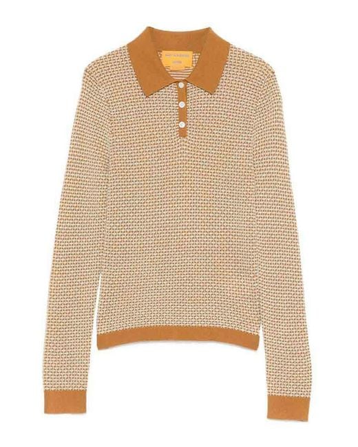 Guest In Residence Natural Long-Sleeve Caramel Cashmere Polo