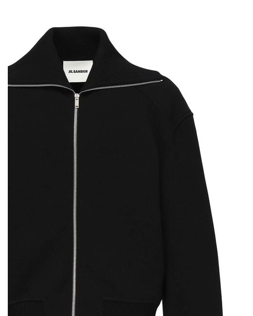 Jil Sander Black Wool Bomber Jacket for men