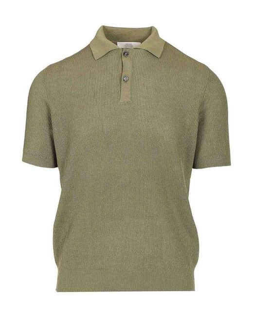 Mauro Ottaviani Green Ribbed Polo Shirt for men