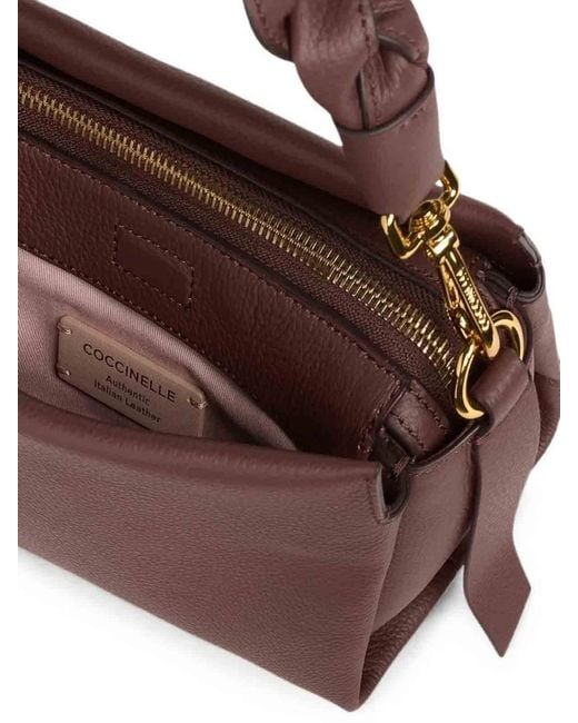 Coccinelle Brown Handbag Double Grainy Leather