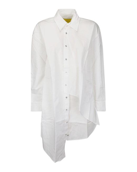 Marques'Almeida White Draped Wrap Shirt Dress