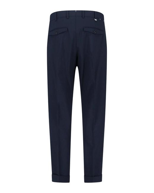 PT Torino Blue Virgin Wool Trousers for men