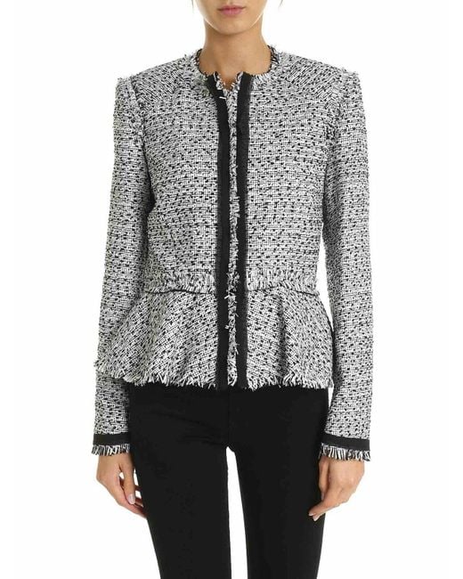 Karl Lagerfeld Gray Bouclé Motif Jacket