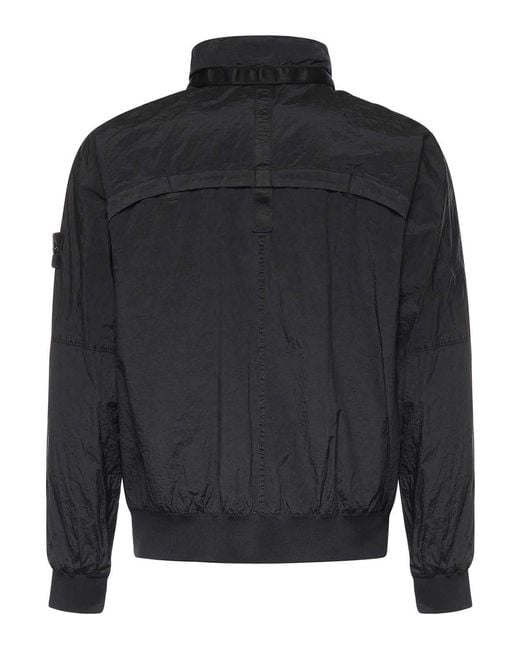 Stone Island Gray Nylon Metal Stand-Up Collar Jacket for men