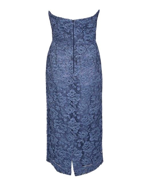 Clips Blue Cotton Blend Lace Sheath Dress