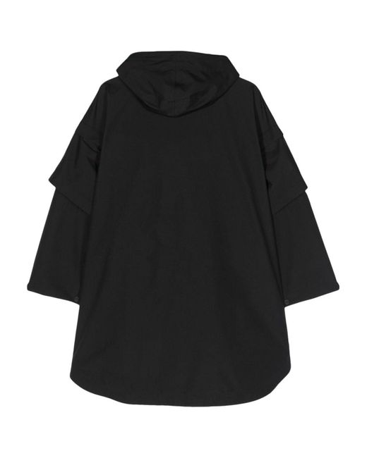 Herno Black Trench Coat With Drawstring Hood