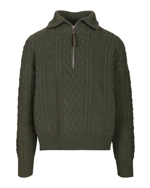 Loewe Green Zip-Up Sweater for men