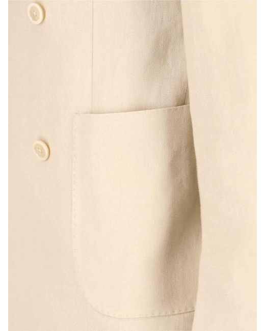 Lardini Natural Double-Breasted Linen Suit for men