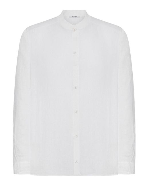 Transit White Mandarin Collar Shirt for men