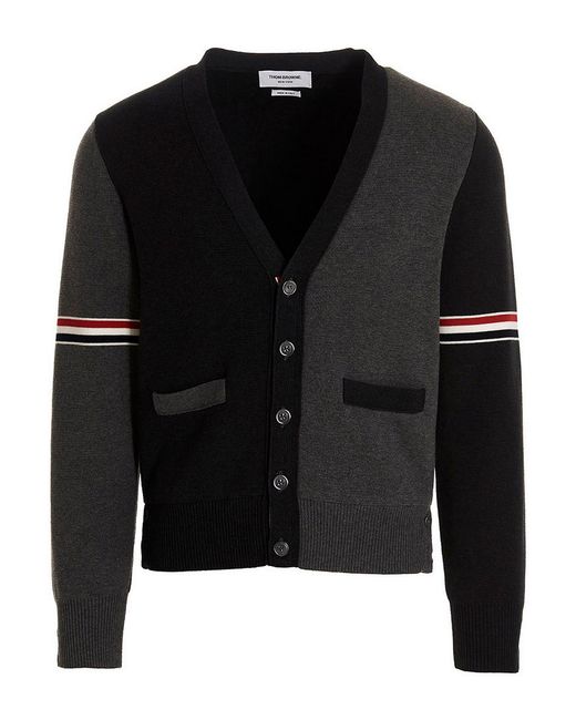 Thom Browne Black Two-Color Cardigan for men
