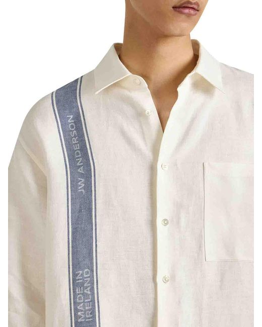 J.W. Anderson White J.W.Anderson Long-Sleeved Linen Shirt for men