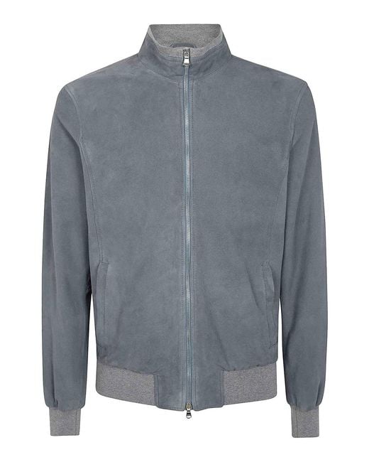 Barba Napoli Gray Fox Leather Sport Jacket for men