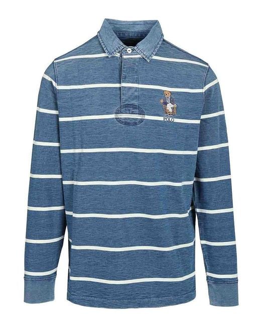 Polo Ralph Lauren Blue Polo Bear Rugby Shirt for men