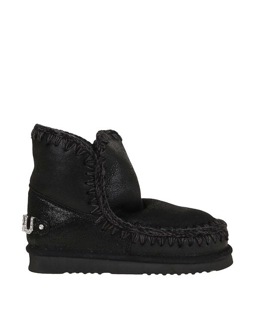 Mou Black Eskimo 18 Rhinestone Logo Booties