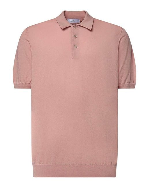 Giuliano Galiano Pink Cotton Polo for men