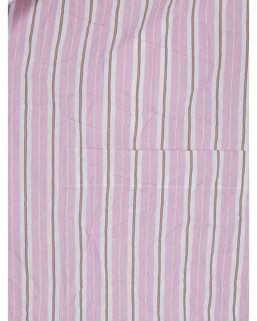 Nuur Purple Striped Short Sleeved Bowling Shirt for men