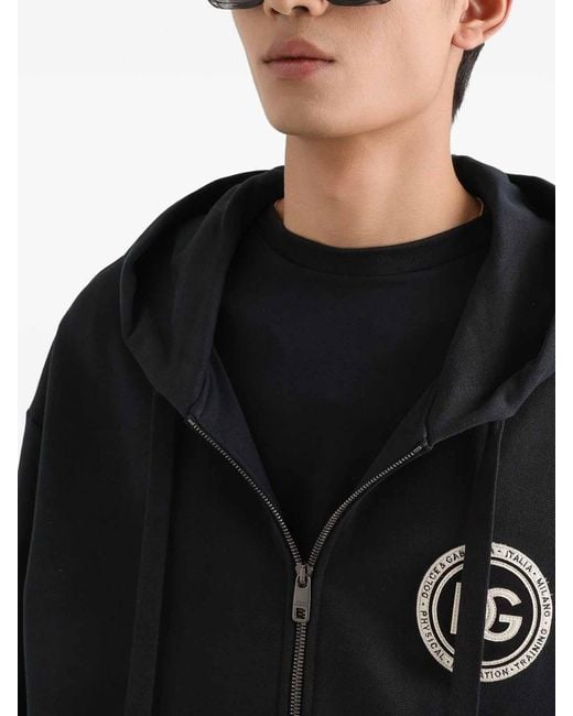 Dolce & Gabbana Black Zip Up Hoodie for men
