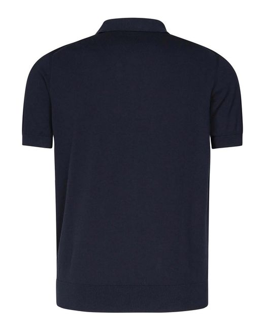 Fedeli Blue Open Neck Polo for men