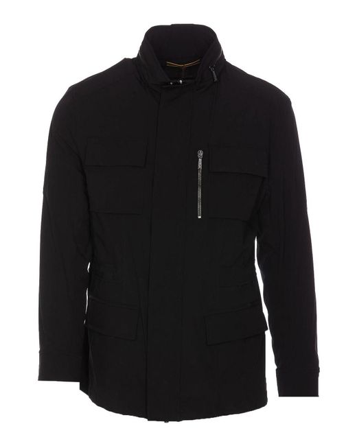 Moorer Black Olo Jacket Buttons And Zip for men