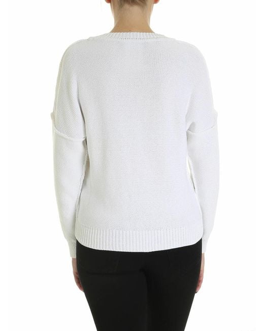 Moschino White Pumpkin Face Pullover