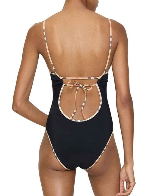 Burberry Black Check Detail Swimsuit