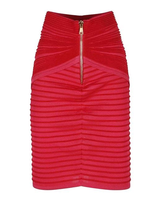 Balmain Red Knee Lenght Skirt