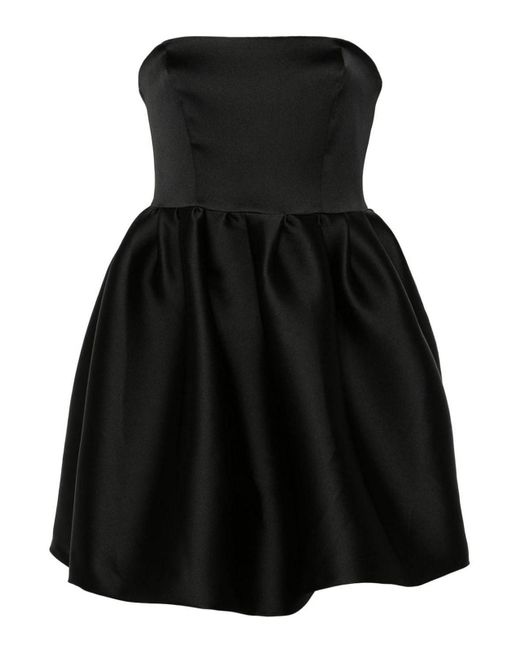 P.A.R.O.S.H. Black Puffbal Satin Mini Dress