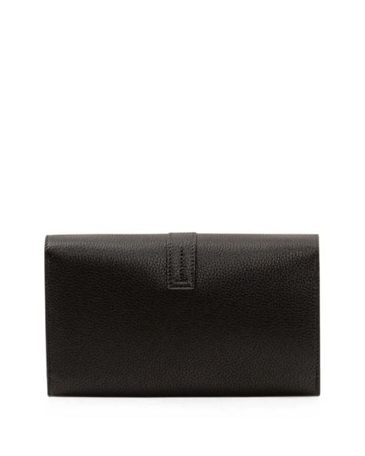 Tom Ford Black Grain Leather Wallet On Strap