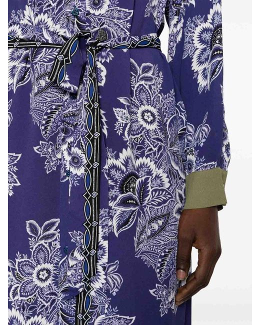 Etro Blue Flower Pattern Maxi Dress