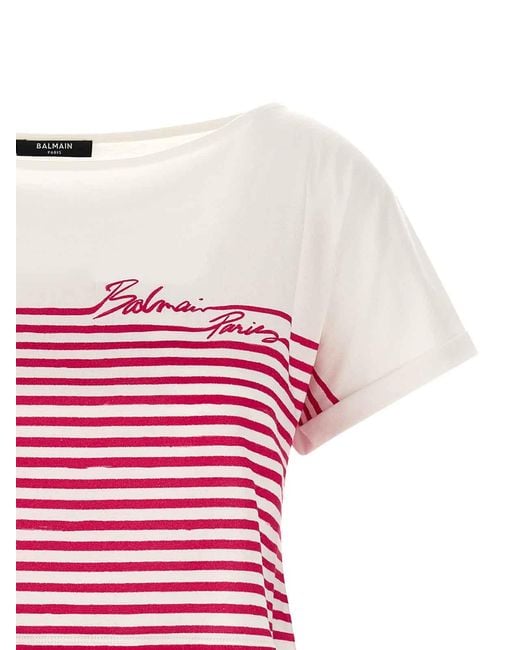 Balmain Pink Marinire T-Shirt