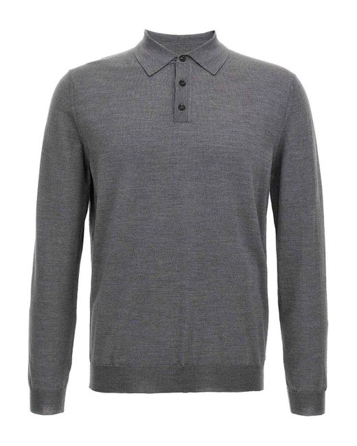 Zanone Gray Virgin Wool Polo Shirt for men