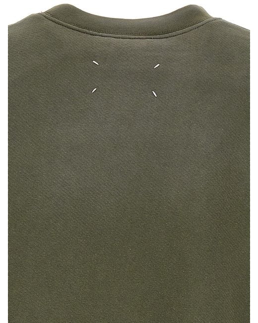 Maison Margiela Green Logo Embroidery Cropped Sweatshirt