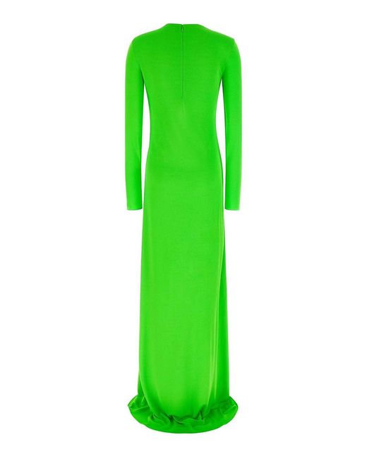 Tom Ford Green Long Sleeve Slash Front Evening Dress