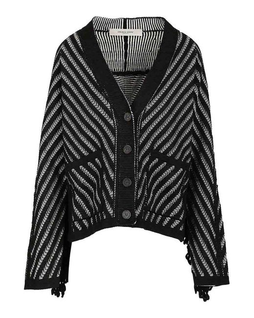 Golden Goose Deluxe Brand Black Cardigan With Fringes