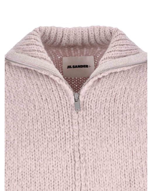 Jil Sander Pink Zip-Up Sweater for men