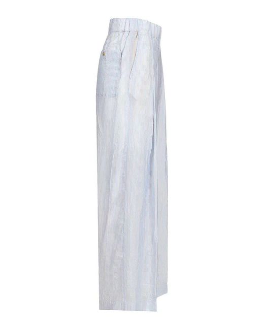 Dries Van Noten White Striped Wide-Leg Trousers