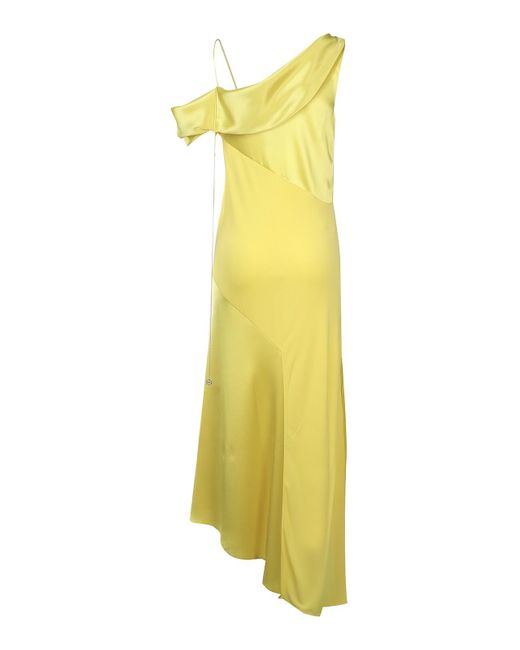 Loewe Yellow Draped Midi Dress Dresses