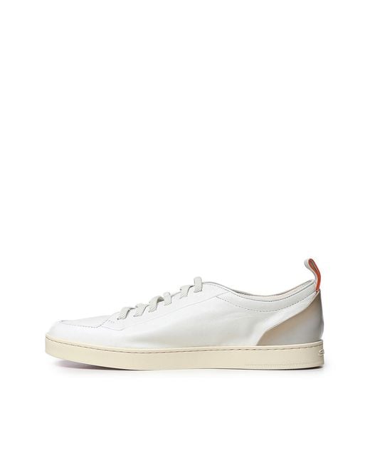 Santoni White Leather Off-Duty Trainers for men