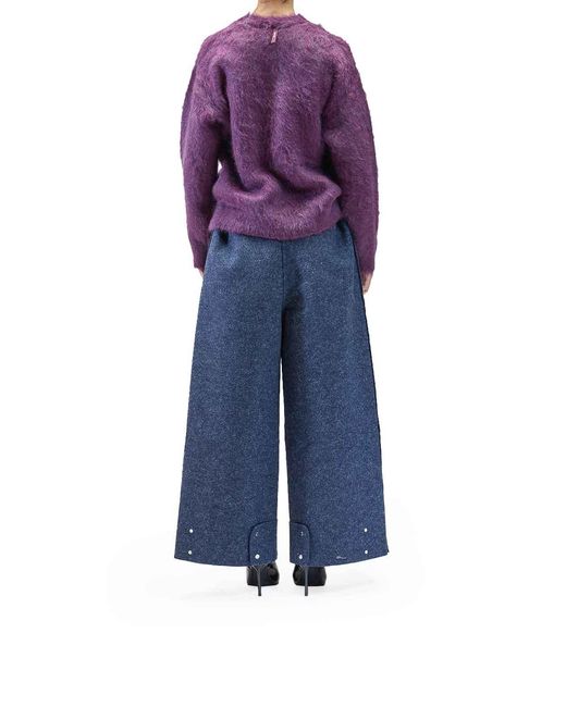 Sunnei Purple Hairy Knit Round Neck Sweater for men