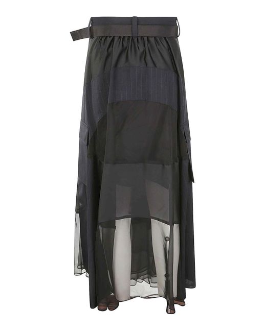Sacai Gray Black Satin Skirt