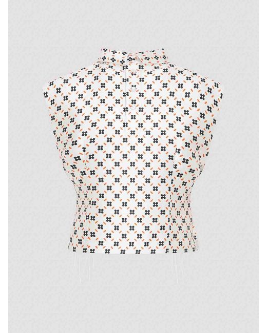 Lanvin White Cropped Sleeveless Top
