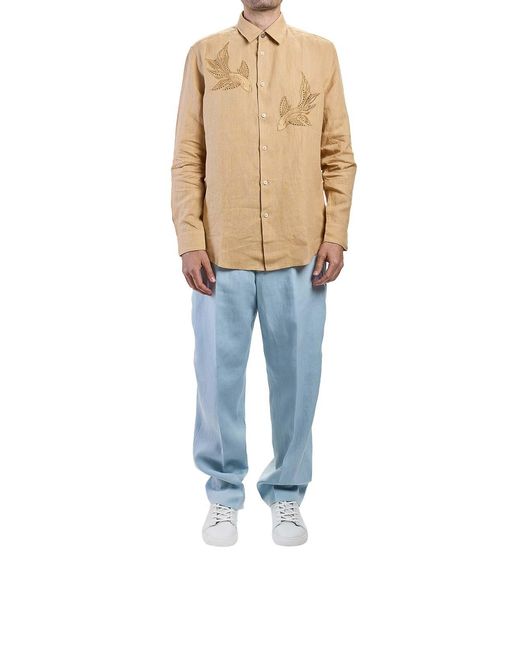 Paul Smith Natural Kingyo Embroidery Shirt for men