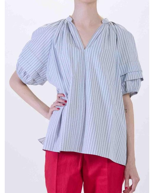 Paul Smith Blue Top Righe Rich Cotton