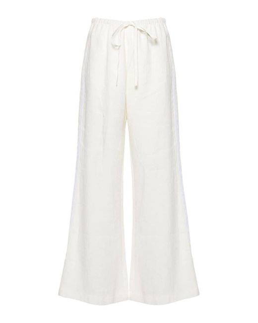 Forte Forte White Elasticated Waist Linen Trousers